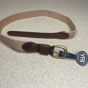 NWT Tan Braided Elastic Leather Trimmed Belt